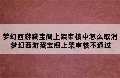 梦幻西游藏宝阁上架审核中怎么取消 梦幻西游藏宝阁上架审核不通过